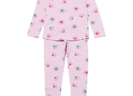 kinder pyjama stretch katoen bloemen lila