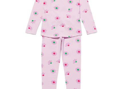 kinder pyjama stretch katoen bloemen lila