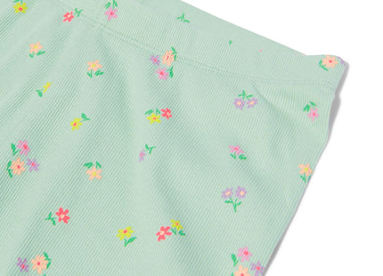 kinderpyjama met bloemen rib katoen/stretch lichtgroen  Dutchshopper