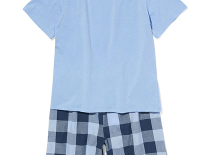 children's shorts with checked cotton light blue blue