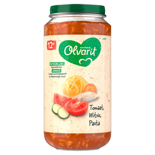 Olvarit 12+ Monate Tomate Weißfisch Pasta