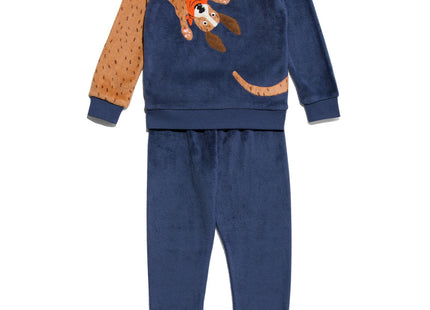 kinder pyjama fleece hond donkerblauw