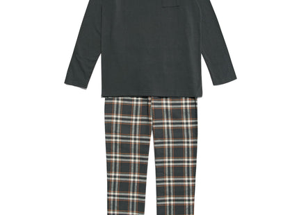 kinder pyjama flanel/jersey met ruiten donkergrijs