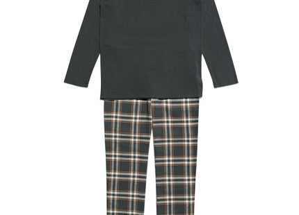 kinder pyjama flanel/jersey met ruiten donkergrijs
