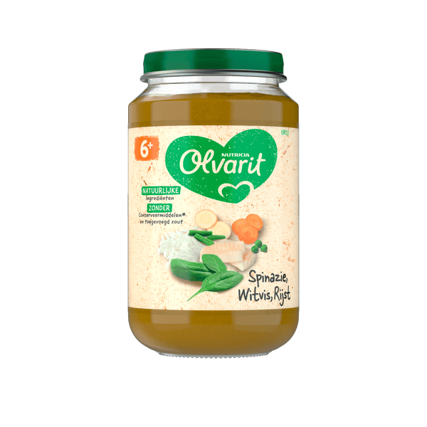 Olvarit 6+ Monate Spinat Weißfisch Reis