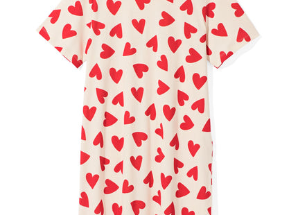 women's nightdress cotton with hearts red