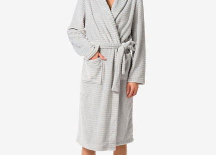 ladies bathrobe long fleece gray