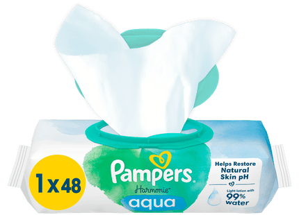 Pampers Harmonie Aqua plastic free Baby wipes