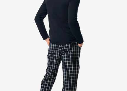 men's pajamas jersey-poplin cotton checks dark blue