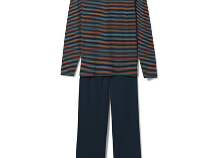 men's pajamas with stripes cotton dark blue