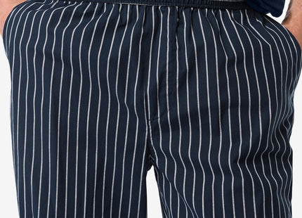 men's striped pajama pants poplin cotton dark blue