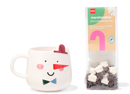 mok sneeuwman met marshmallow chocomix 50gram