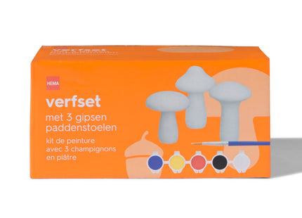 verfset met 3 gipsen paddenstoelen