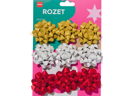 glitter rozetten - 9 stuks