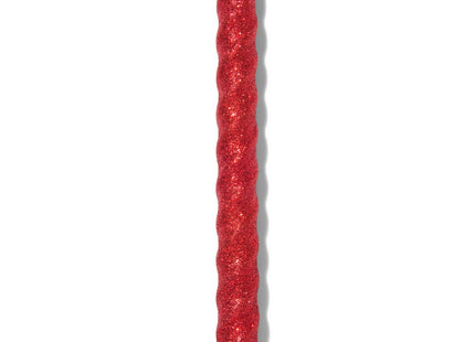 LED twisted candle with glitter Ø2.3x28.3 red