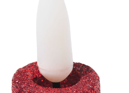 LED twisted candle with glitter Ø2.3x28.3 red