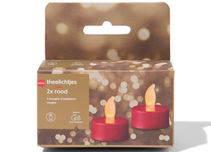 theelichtjes LED rood - 2 stuks