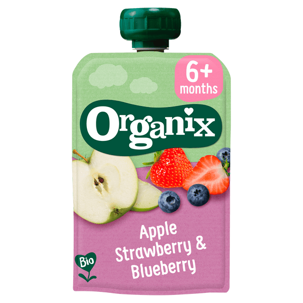 Organix Knijpfruit Appel, Aardbei, Bosbes 6+m