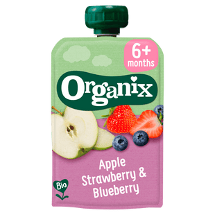 Organix Squeeze Fruit Apfel, Erdbeere, Heidelbeere 6+m