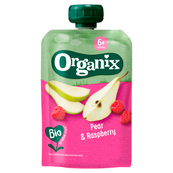 Organix Squeezed Fruit Pear and Raspberry 6+m