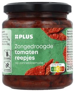 Zongedroogde tomatenreepjes op olie