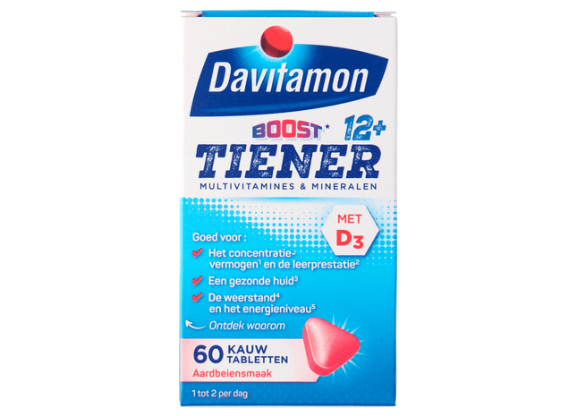 Davitamon Vitamine Boost 12+ kauwtablet aardbei