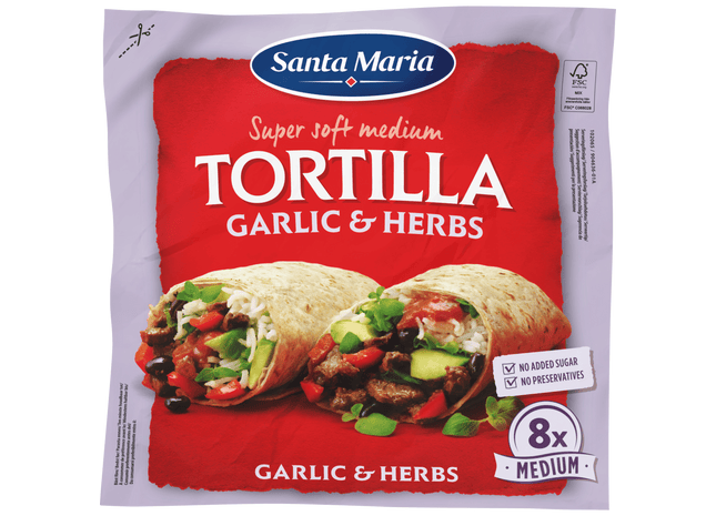 Santa maria Tortilla wrap Garlic + Herbs 8st