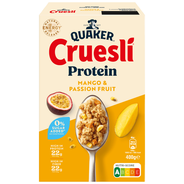 Quaker Cruesli protein ZSA mango fruit
