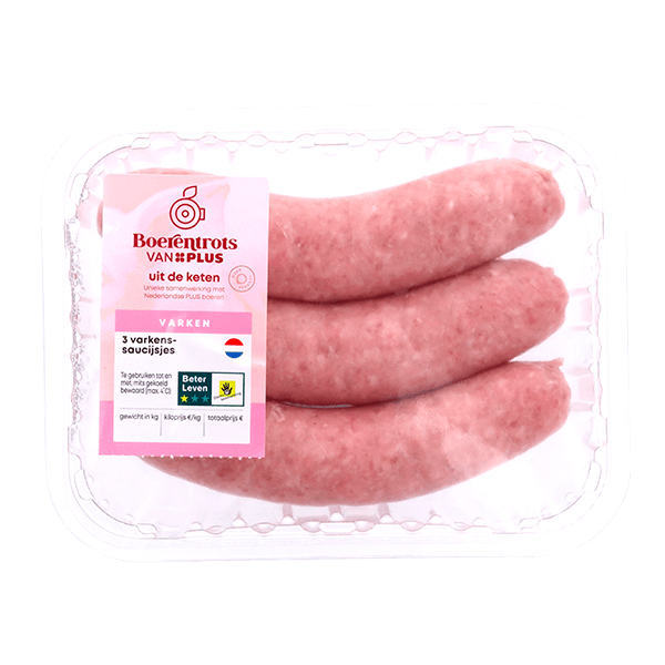 Boerentrots Varkenssaucijzen 3 st