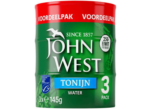 John West Tonijnstukken in water MSC 3pack