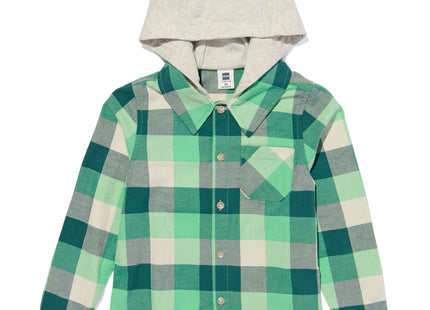 children's shirt with hood checked green