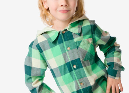 children's shirt with hood checked green
