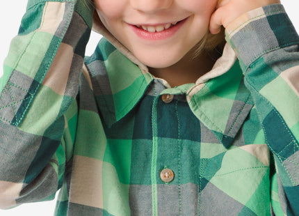 children's shirt with hood checked green