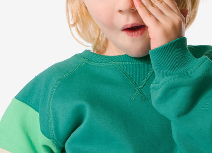 children's sweater with green color blocks