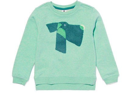 kindersweater met badstof hond groen