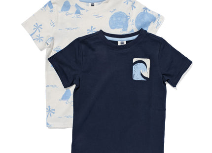 kinder t-shirt eiland - 2 stuks blauw