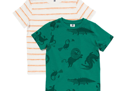 kinder t-shirts dieren - 2 stuks groen