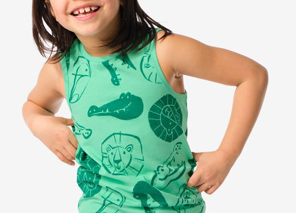 kinder singlets stretch katoen dieren - 2 stuks groen