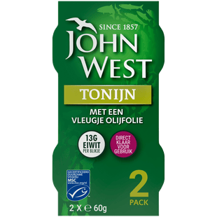John West Tonijnstukken olijfolie MSC 2 pack