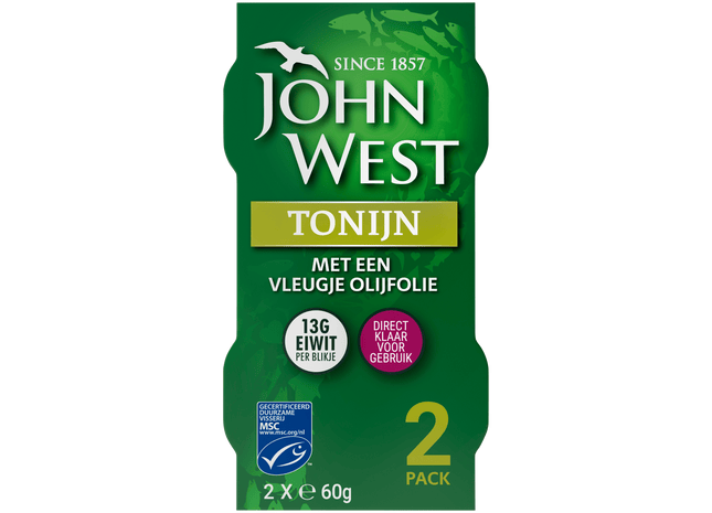 John West Tonijnstukken olijfolie MSC 2 pack