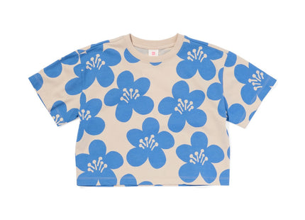 kinder t-shirt bloemen beige