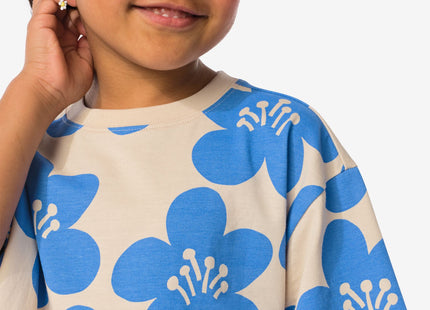 kinder t-shirt bloemen beige