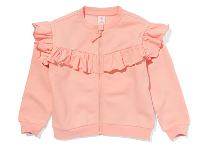 kinder sweatvest met ruffle perzik  Dutchshopper