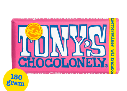 Tony's Chocolonely bar White raspberry crackling Fairtrade