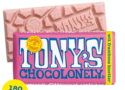 Tony's Chocolonely bar White raspberry crackling Fairtrade