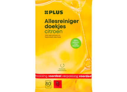 All-purpose cleaner wipes lemon plastic-free