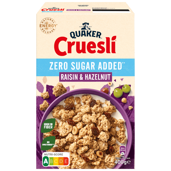 Quaker Cruesli Zero Sugar Raisin&Haze