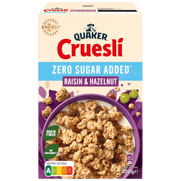 Quaker Cruesli Zero Sugar Raisin & Hazelnut
