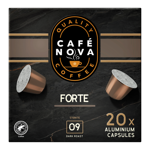 Café Nova Forte koffiecups sterkte 9