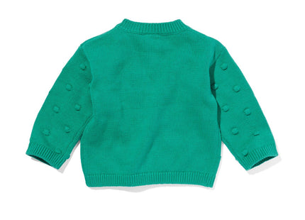 knitted baby cardigan with green dots